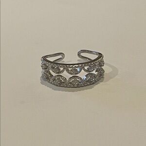 Elegant Silver-Tone Adjustable Ring